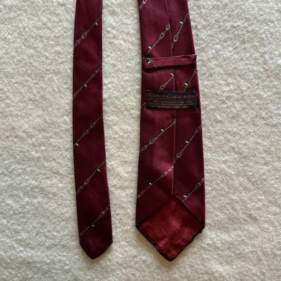 Vintage Gucci Chain Link Horse Bit Equestrian Silk Tie - Picture 2 of 6